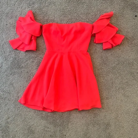 Amanda Uprichard | Dresses | Hot Bright Pink Small Amanda Uprichard Dress Short Strapless Ruffle Sleeves | Poshmark Amanda Uprichard | Dresses | Hot Bright Pink Small Amanda Uprichard Dress Short Strapless Ruffle Sleeves | Poshmark